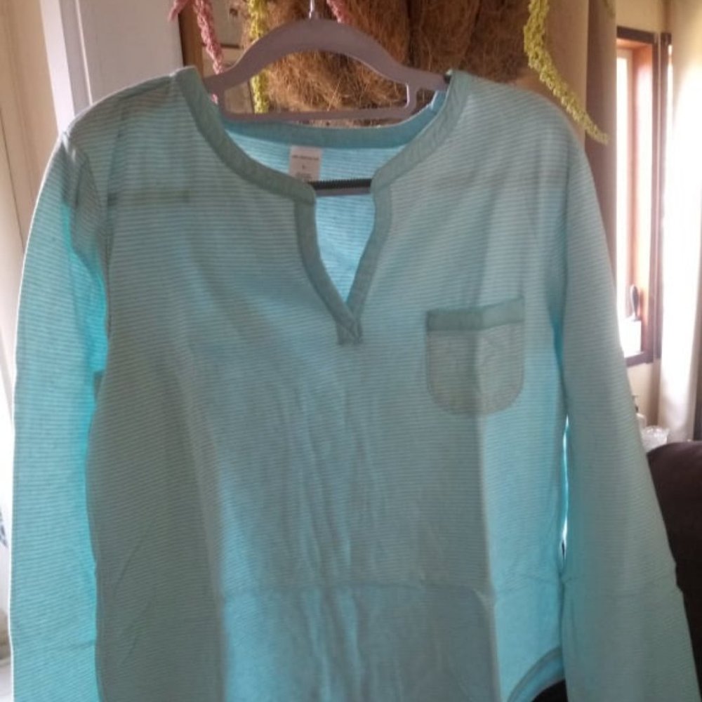 Nice Liz Claiborne Turquoise stripe top